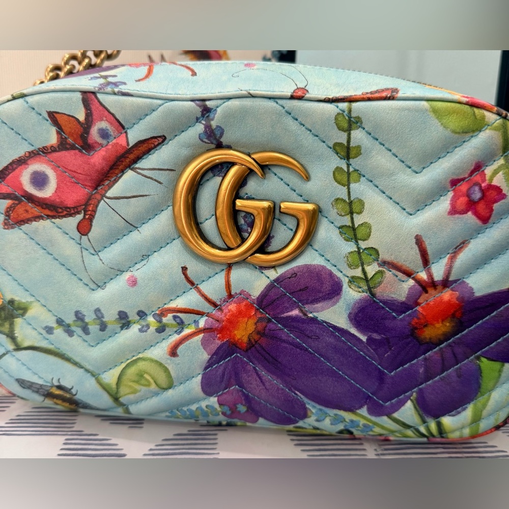 Gucci x Unskilled Worker GG Marmont Matelasse Calfskin Flora Crossbody - Picture 6 of 15